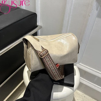 Дамски малка чанта и портфейл Gusure Retro Boston, луксозна марка чанта през рамо за дама, чанта-купувач от изкуствена кожа
