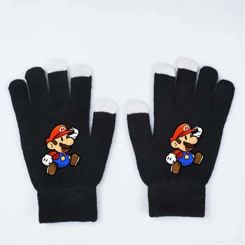 Crochet ръкавици от анимационни Супер Марио, Фигурки от аниме Finger Yoshi, Играчки, Зимни Топли Възли ръкавици със сензорен екран, Подаръци за момчета и момичета