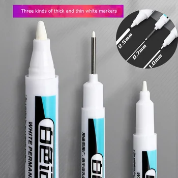 1/3шт Бели маркери химикалки, маслени непромокаеми бели маркери за рисуване на графити, канцеларски материали, маркер с дълбок отвор 0.7/1.0/2.5 ММ Писалка за рисуване