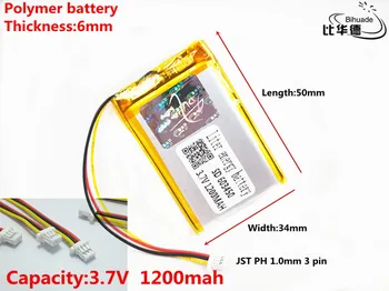 JST PH 1.0 mm 3-пинов Добро качество 3,7 В, 1200 mah 603450 Полимерна литиево-йонна батерия за таблети, GPS, mp3, mp4