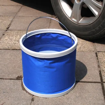 9Л За пътуване на открито Плюс пластмасова рибарска кофа от плат Оксфорд, преносими кофа за миене на коли, синьо складное кофа за миене на коли