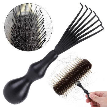 Четка за коса четка, гребен с пластмасова дръжка, лека мини четка за отстраняване на всички замърсявания от косата, преносими за употреба в салон