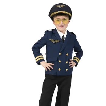 Форма на капитана на самолета, cosplay, парти пилоти, детски костюм за Хелоуин за момичета и момчета от 3 до 9 години