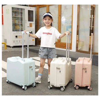 Детски багажа, скъпа куфар на колела, в която можете да седнете и да се търкаля, детска пътна чанта за пренасяне на количка 18 