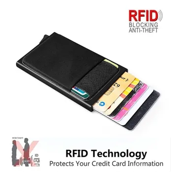 Мъжки бизнес Алуминиев държач за самоличност, блокиране на RFID Тънък Метален портфейл, Чанта, Калъф за карти, портфейл за кредитни карти, Rfid-портфейл