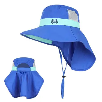 Летни защитни бебешки шапки с анимационни модел за врата, детска солнцезащитная шапка с морски принтом, дишаща широка периферия шапка-капор за момчета и момичета