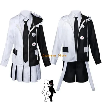 Играта Danganronpa V3: Killing Harmony Монокума Cosplay Костюм аниме Училищни униформи Jk на Хелоуин Черно-бял костюм