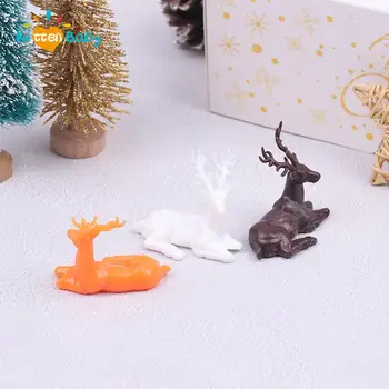 Мини-фигурка мультяшного на животното във формата на лос, куклена къща за домашен интериор, малко украса приказна градина, Коледен подарък от смола
