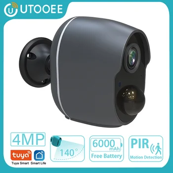 UTOOEE 4MP WIFI Камера PIR Откриване на Движение Вградена Батерия Домашна Камера за Видеонаблюдение IR за Нощно Виждане на Hristo Smart