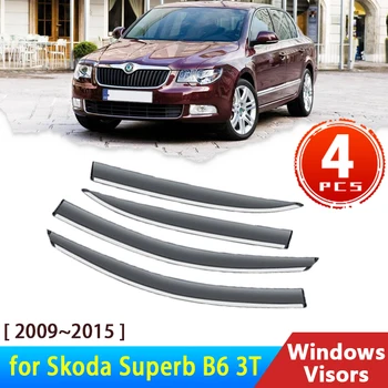 На предното Стъкло за Skoda Superb B6 3T 2 II 2009 ~ 2015 2012 Аксесоари Страничните Стъкла на Автомобила Сенници Дефлектори Тента Покритие за Защита От Слънцето Вежди Дъжд