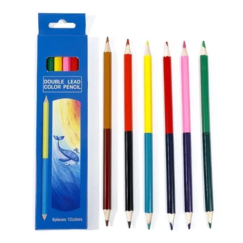 Цветен молив, 6 бр., двупосочен раскрашивающий молив за деца, за награда-книжка за оцветяване за децата в училище, рисуване, предварително заточенные раскрашивающие моливи
