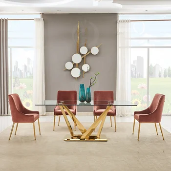 Красиво стол с Модерен дизайн, луксозни трапезни столове хотел златен метален стол за хранене от неръждаема стомана