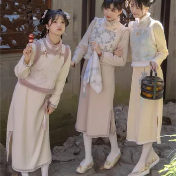 2023 Китайското Традиционно Модифицирано Рокля Чонсам В Стил Сестри Коледна Вязаная Облекло Чонсам Дамски Зимни Дрехи Ципао
