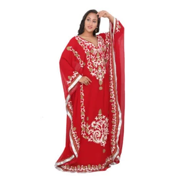 Червен Новият Марокански Дубай кафтан Royal Glass Червена рокля Farasha Абая Европейските и американските модни тенденции