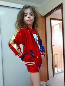 Детски костюми Харли за cosplay за момичета, яке с бродерия Куин, панталони, всички комплекти, карнавальное вечерна рокля