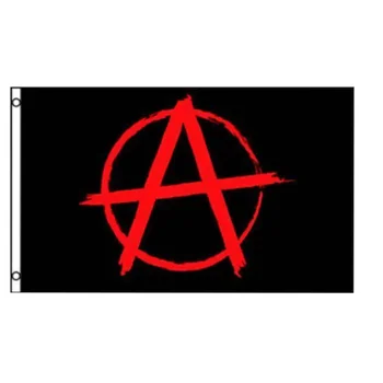 Флаг Анархия Банер Червено на черен кръг Флаг Анархизма за украса Полиестер