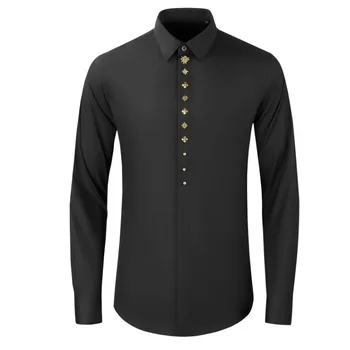 Мъжки ризи Minglu Bronze Цветя, високо качество на обикновена риза с дълъг ръкав, бизнес Мъжки Ежедневни ризи с копчета 4XL