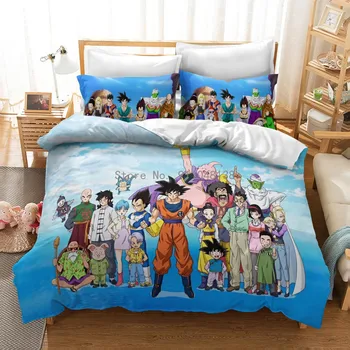 Популярни Аниме Серия Dragon Ball Комплект Постелки За Деца Son Goku Комплекти Пододеяльников За Пуховых Одеяла Едно Легло Или Две Единични Легла Комплект Спално Бельо Меко Легло Домашен Текстил