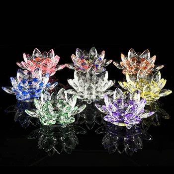 Изделия от кварцов кристал лотосов цвят Стъклени украшения на фън шуй Декор за дома на сватбени партита, Подаръци, Сувенири, Лъки Crystal Lotus