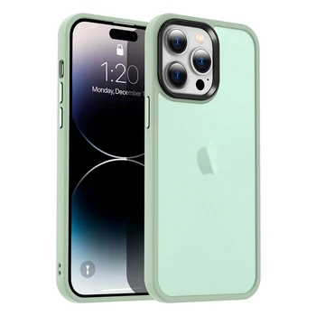 Мятно-Зелен Прозрачен Матиран Калъф За iPhone 14 Plus 13 Pro Max 12 14Pro 13Pro iPhone14 устойчив на удари Прозрачен Силиконов Калъф