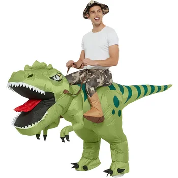 Надуваем костюм за възрастни, костюми на динозаврите на Хелоуин, на гърба на Тираннозавре, забавен маскотный костюм за cosplay за мъже, динозавър от аниме-анимационен филм