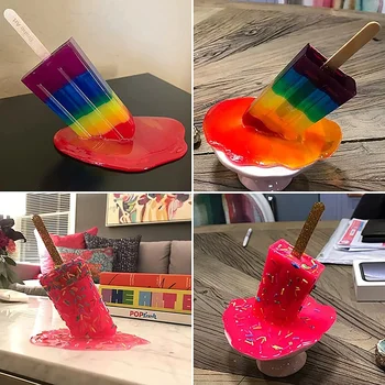 Пръчици за popsicle, артистични ръчно изработени изделия от епоксидна смола, лятото е прохладно, тающее сладолед, скулптура леденца на клечка за декорация на дома