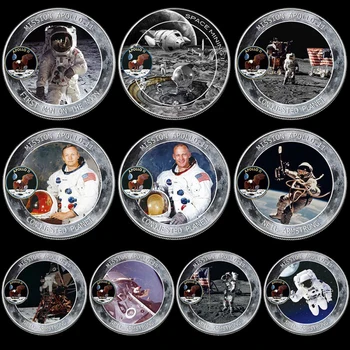 10шт. 2019 50-годишнината на кацане на Аполо-11 на Луната, сребърна възпоменателна монета за подарък, директна доставка.