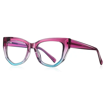 Дамски рамки за очила с многоугольным кошачьим око 52 мм, Модни прозрачни очила с защита от Blu-Ray, Мъжки оптична два цвята дограма 2156