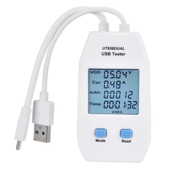 USB-тестер UNIT LCD USB-Детектор тестер Волтметър Цифров Амперметър електромера (UT658 Dual)