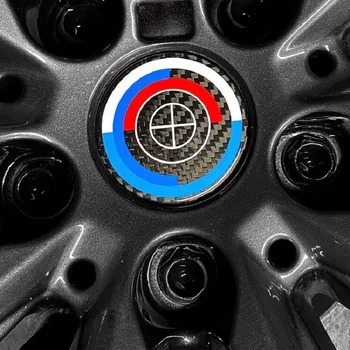 Емблемата на капачката на главината на колелото 4шт за BMW 50th Юбилейна Лого от въглеродни влакна Стикер на колелото 56 mm 68 mm