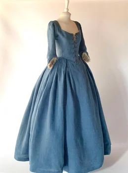 Рокля в стил рококо, Викторианската елегантност, Готическия знатност, на 18-ти век, Женствена рокля от лен тъкани за възрастни, Сшитое по поръчка