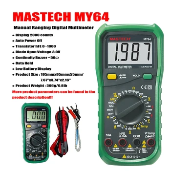 MASTECH MY64 Професионален Цифров Мултицет 10A AC/DC DMM Честота Капацитет на Измерване на Температура, Тестер Волтметър Амперметър