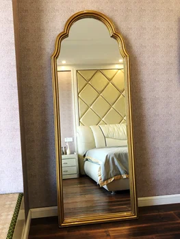 Стенно огледало в цял ръст в европейски стил ретро, тоалетен огледало, монтиране на домашна френското подова огледало