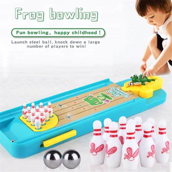 Детски мини-настолна играчка за боулинг под формата на жаби, забавна настолна игра спорт за родители и деца, образователни играчки, подаръци за деца