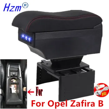 За Opel Zafira B Кутия за оръжие За Opel Zafira B, Централна кутия за съхранение на детайли, на интериор на автомобил на подлакътник с USB led подсветка