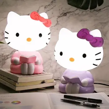 Герои На Анимационни Sanrio Hello Kitty Аниме Фигурки На Сладки Сбирка Украса Декоративна Лампа Светещ Модел На Играчки, Подаръци За Деца