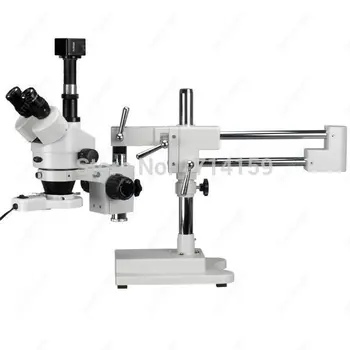 Промишлен контрол-AmScope доставя стереомикроскоп с едновременното фокусно разстояние 3,5 X-90X + флуоресцентна лампа + 3-мегапикселова камера