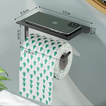 Държач за хартиени кърпи, държач за тоалетна хартия, многофункционален държач за хартиени кърпи за баня без перфорация, тава за съхранение, монтиране на тоалетна чиния