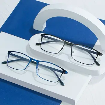 Метална пълна дограма, принудителна синя светлина, студентски vintage слънчеви очила за късогледство с квадратна баркод градуса, оптични очила за очила