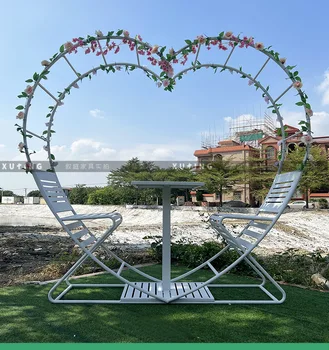 Градинска мебел дек комбинация във формата на сърце градински двор водоустойчив и солнцезащитная мебели за маси и столове