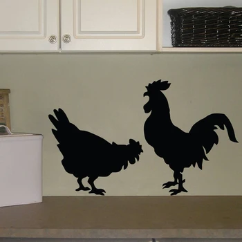 Стикер за стена с пиле, Кухненски стикер с петел и пиле, стенно изкуство, идеята на стикери, селска къща, Стикери, тапети, Трапезария A331