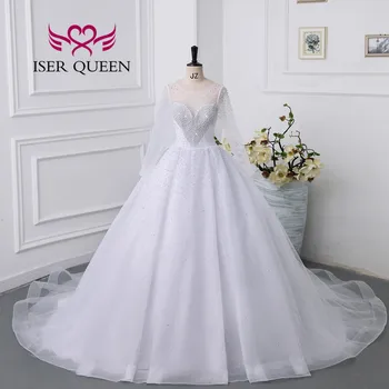 Луксозна Сватбена рокля с мъниста от перли и Кристал, Бална рокля 2023, на Европейското Нова Елегантна Сватбена рокля С дълги ръкави WX0328