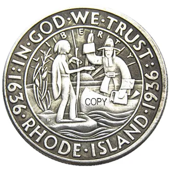 Възпоменателна монета-копие на полдоллара САЩ 1936D / S в Роуд Айлънд със сребърно покритие