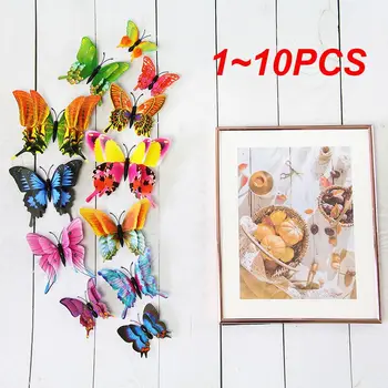 1 ~ 10ШТ Двуслойни стенни стикери с пеперуди, Магнитни стикери за хладилник, Цветни Сменяеми плакати с пеперуди за градинска стая