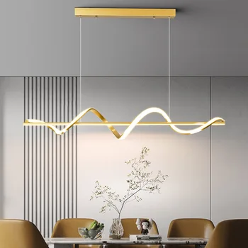 Модерна led полилей семпъл интериор за трапезария с Кухненски плот Всекидневна спални окачен Тавана лампа Gold Art Design Light