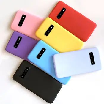 силиконов калъф за телефон ярки цветове samsung galaxy s10 s10e plus e матиран устойчив на удари мек калъф за задния капак на телефона, от tpu, калъф-броня