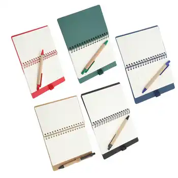 Многоцветен portable notepad от естествена кожа с двойна намотка, ученическа тетрадка с вставной дръжка, канцеларски материали, за бизнес офис