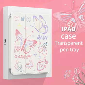 За iPad 2018 9,7 2019-2021 10,2 2022 10,9 Pro-Инчов Цветен калъф-пеперуда За iPad Air 4 5 10,9 Mini 6 8,3 4 5 7,9 Калъф