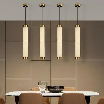 Модерни полилеи от неръждаема стомана, мед, лампи, дълга форма, осветяване на луксозен начало декор във всекидневната, окачен светлина от led мрамор