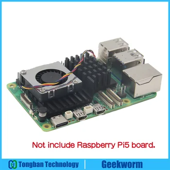 Активен охладител Geekworm Raspberry Pi 5 Вентилатора за охлаждане на Hestsink